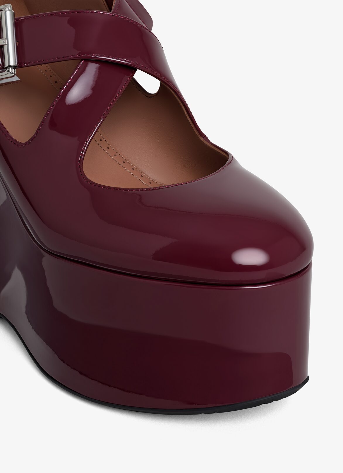 CRISS CROSS WEDGES IN PATENT CALFSKIN ALAÏA GARNET RED CRISS CROSS WEDGES IN PATENT CALFSKIN
